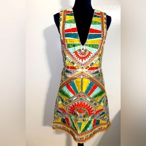 Alicia & Olivia Multicolor Beaded Mini Dress